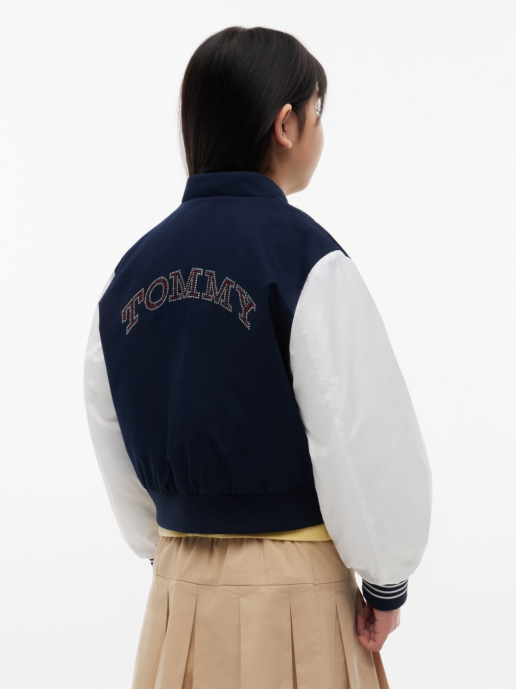 Dsiney Kidz - Tommy Hilfiger Blue Rhinestone Flag Relaxed Bomber Jacket image 4