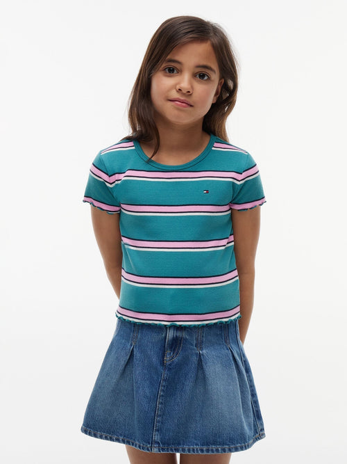 Dsiney Kidz - Tommy Hilfiger Green Essential Ruffle Extra Slim Ribbed Top image 1
