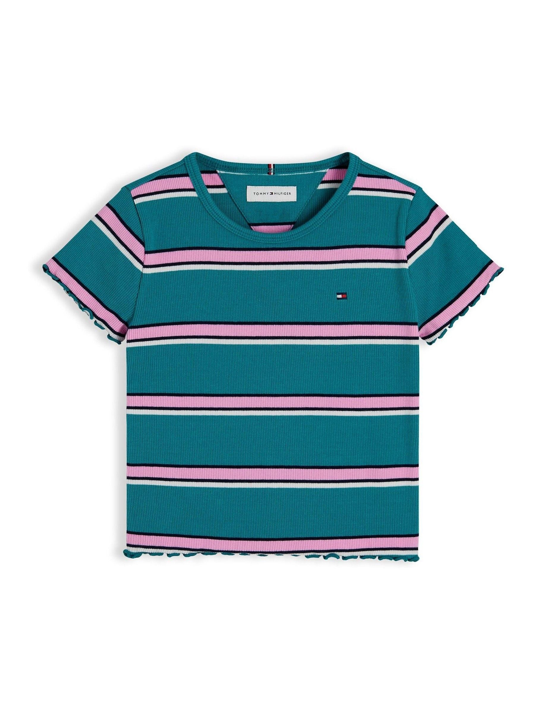 Dsiney Kidz - Tommy Hilfiger Green Essential Ruffle Extra Slim Ribbed Top image 5