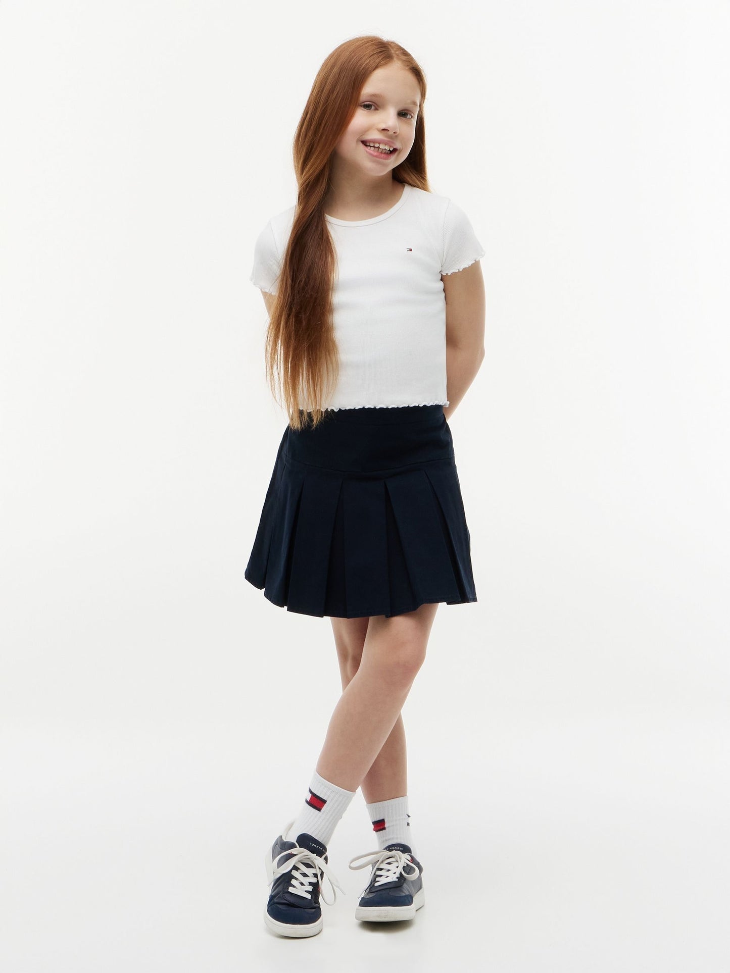 Dsiney Kidz - Tommy Hilfiger White Essential Ruffle Extra Slim Ribbed Top image 3