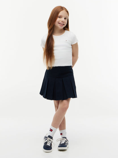 Dsiney Kidz - Tommy Hilfiger White Essential Ruffle Extra Slim Ribbed Top image 3