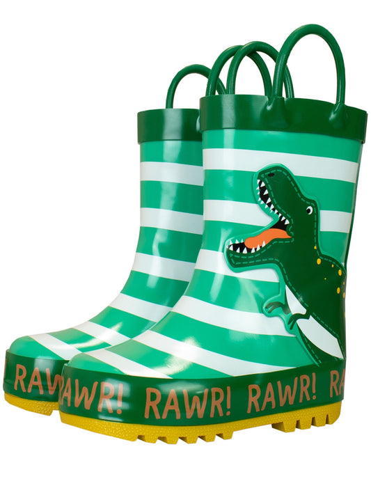 Harry Bear Green Dinosaur Printed Wellies image 1