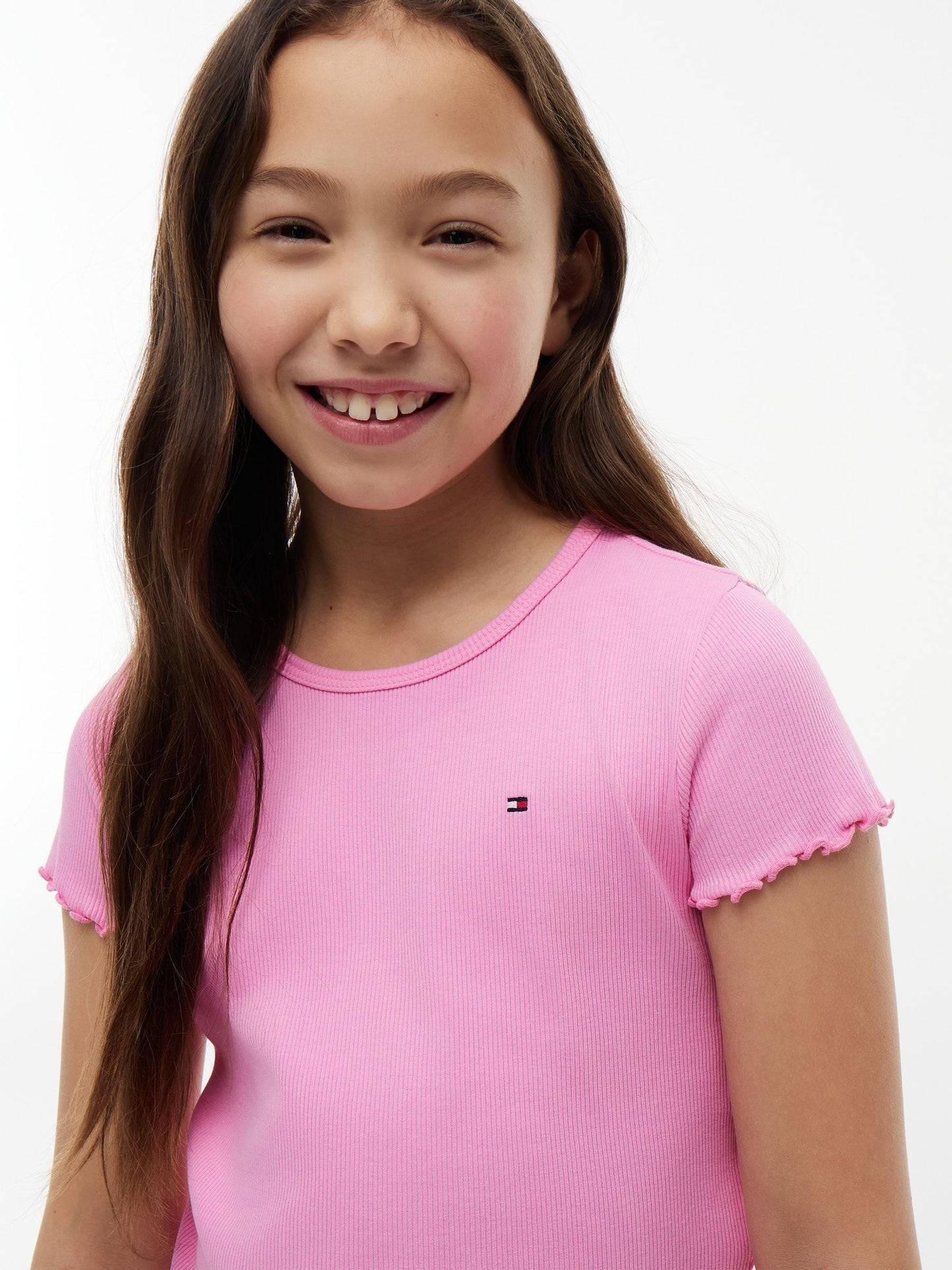 Dsiney Kidz - Tommy Hilfiger Pink Essential Ruffle Extra Slim Ribbed Top image 4