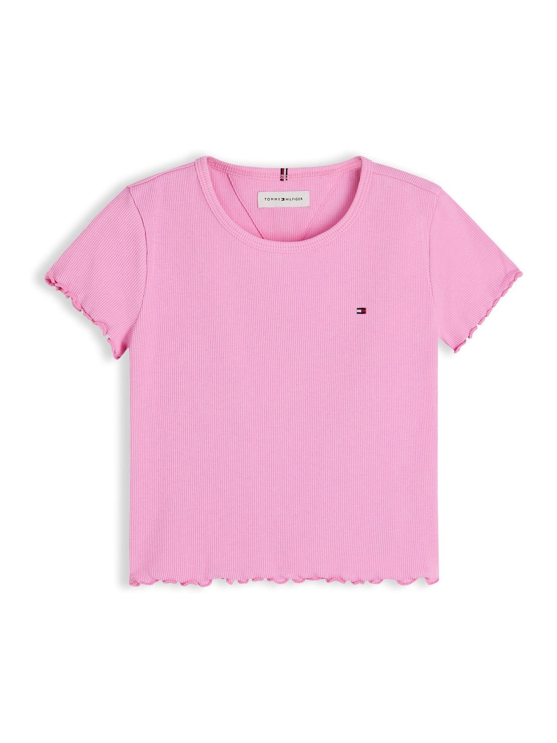 Dsiney Kidz - Tommy Hilfiger Pink Essential Ruffle Extra Slim Ribbed Top image 5