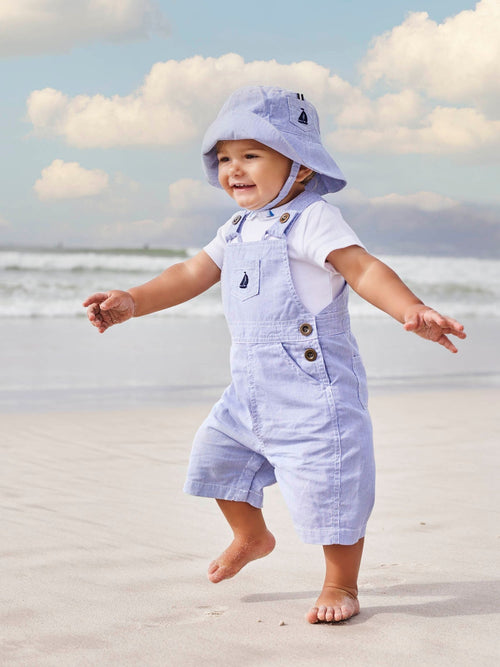 JoJo Maman Bébé Blue Boat Stripe Dungarees image 1