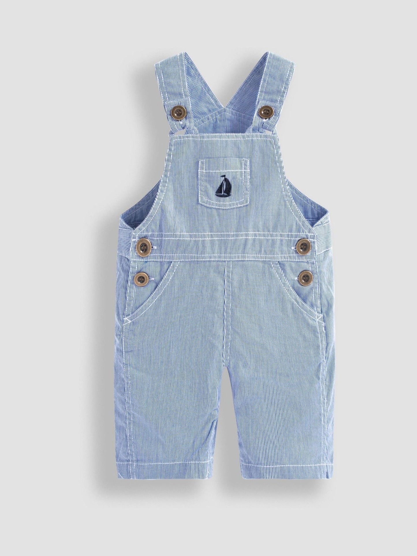 JoJo Maman Bébé Blue Boat Stripe Dungarees image 3