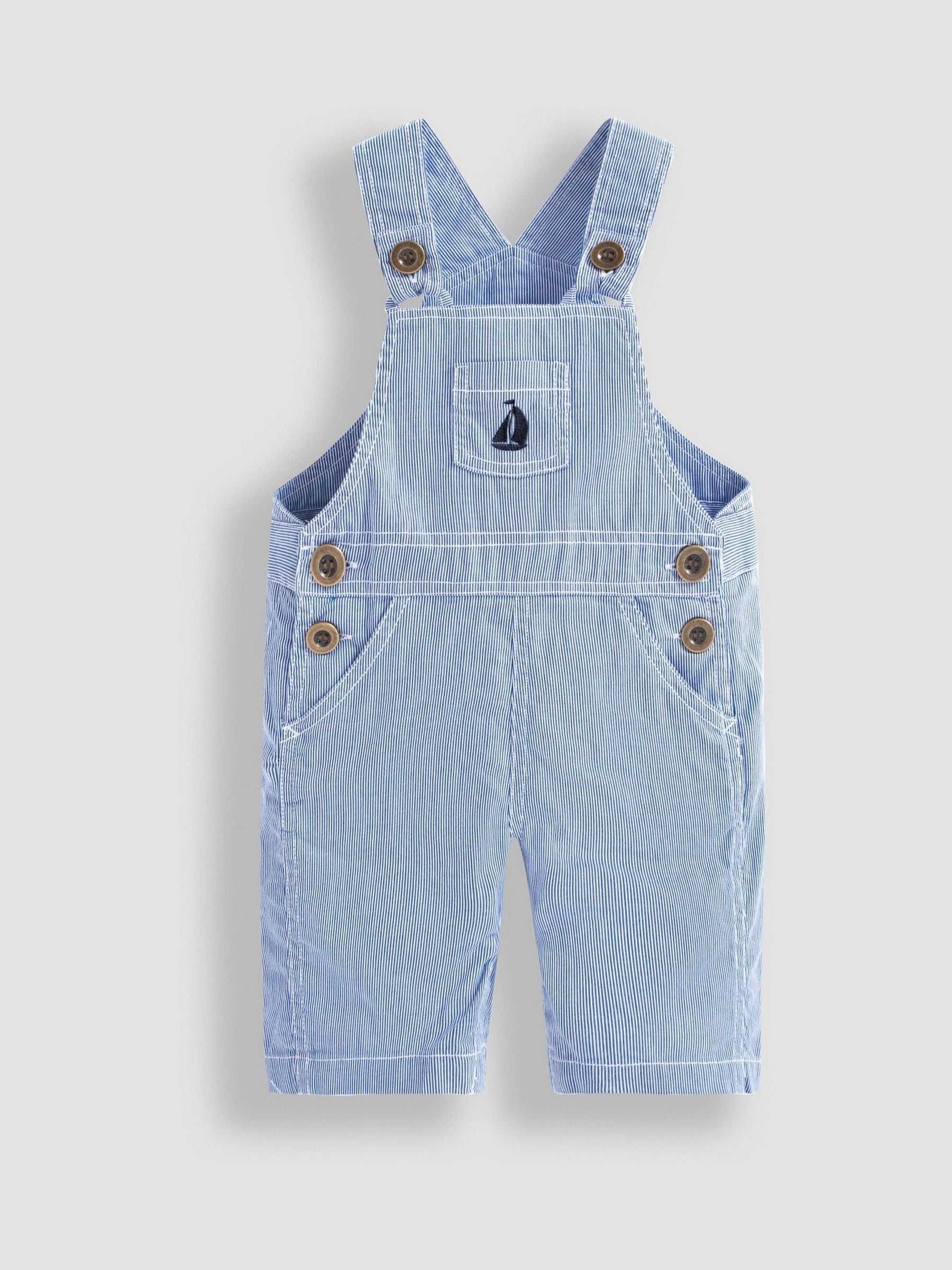 JoJo Maman Bébé Blue Boat Stripe Dungarees image 3
