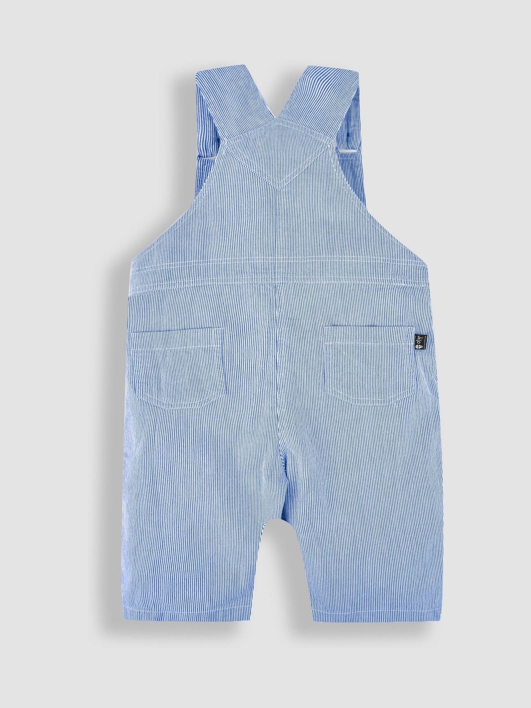 JoJo Maman Bébé Blue Boat Stripe Dungarees image 4