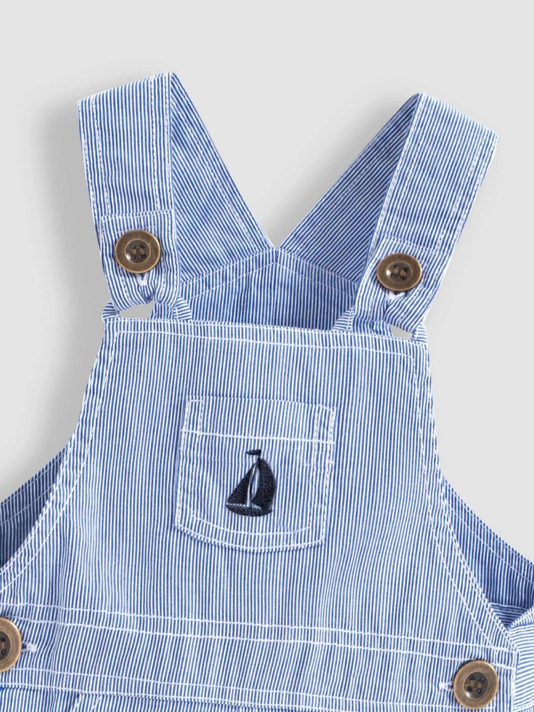 JoJo Maman Bébé Blue Boat Stripe Dungarees image 5