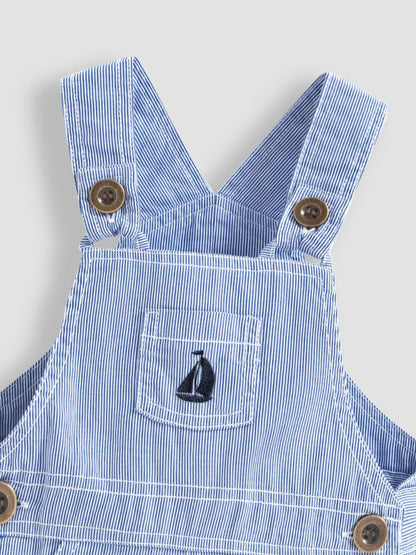 JoJo Maman Bébé Blue Boat Stripe Dungarees image 5