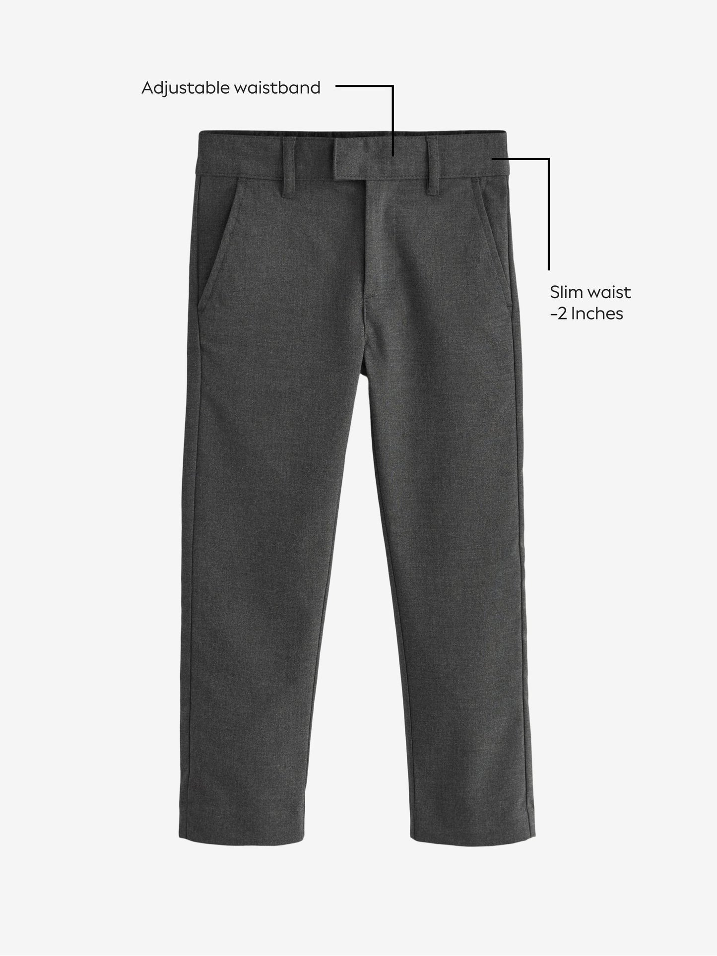 Dsiney Kidz - Grey Slim Waist Skinny Leg School Formal Trousers (3-17yrs) image 5