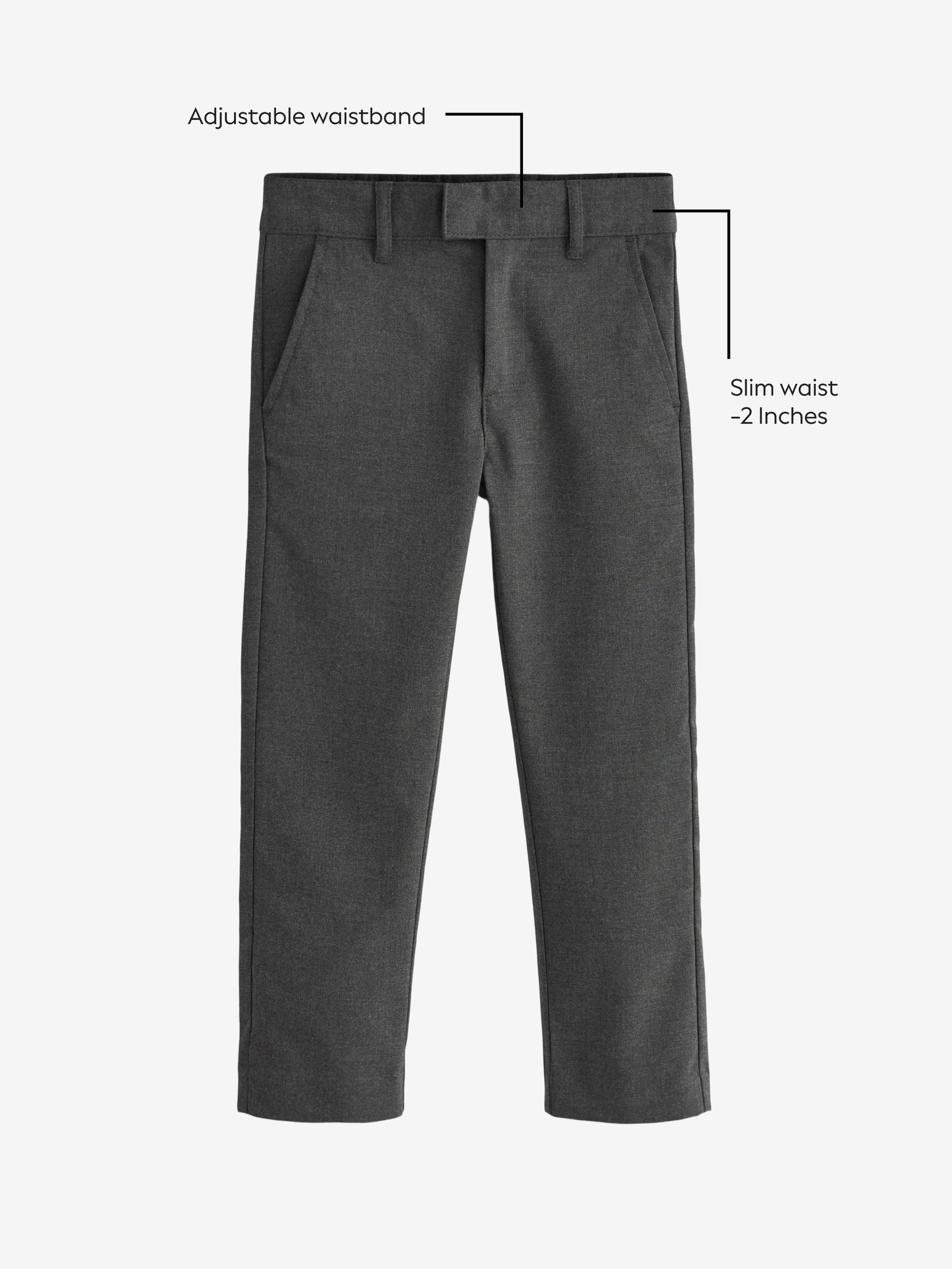 Dsiney Kidz - Grey Slim Waist Skinny Leg School Formal Trousers (3-17yrs) image 5