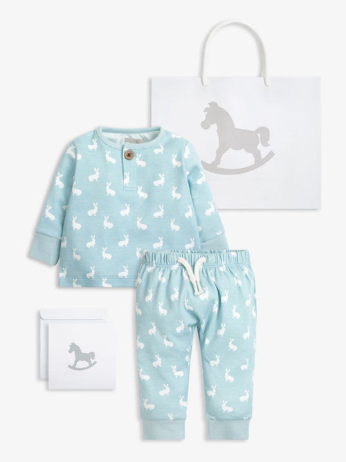 Dsiney Kidz - The Little Tailor Blue 2 Piece Jersey Bunny Print 100% Cotton Gift Set image 1