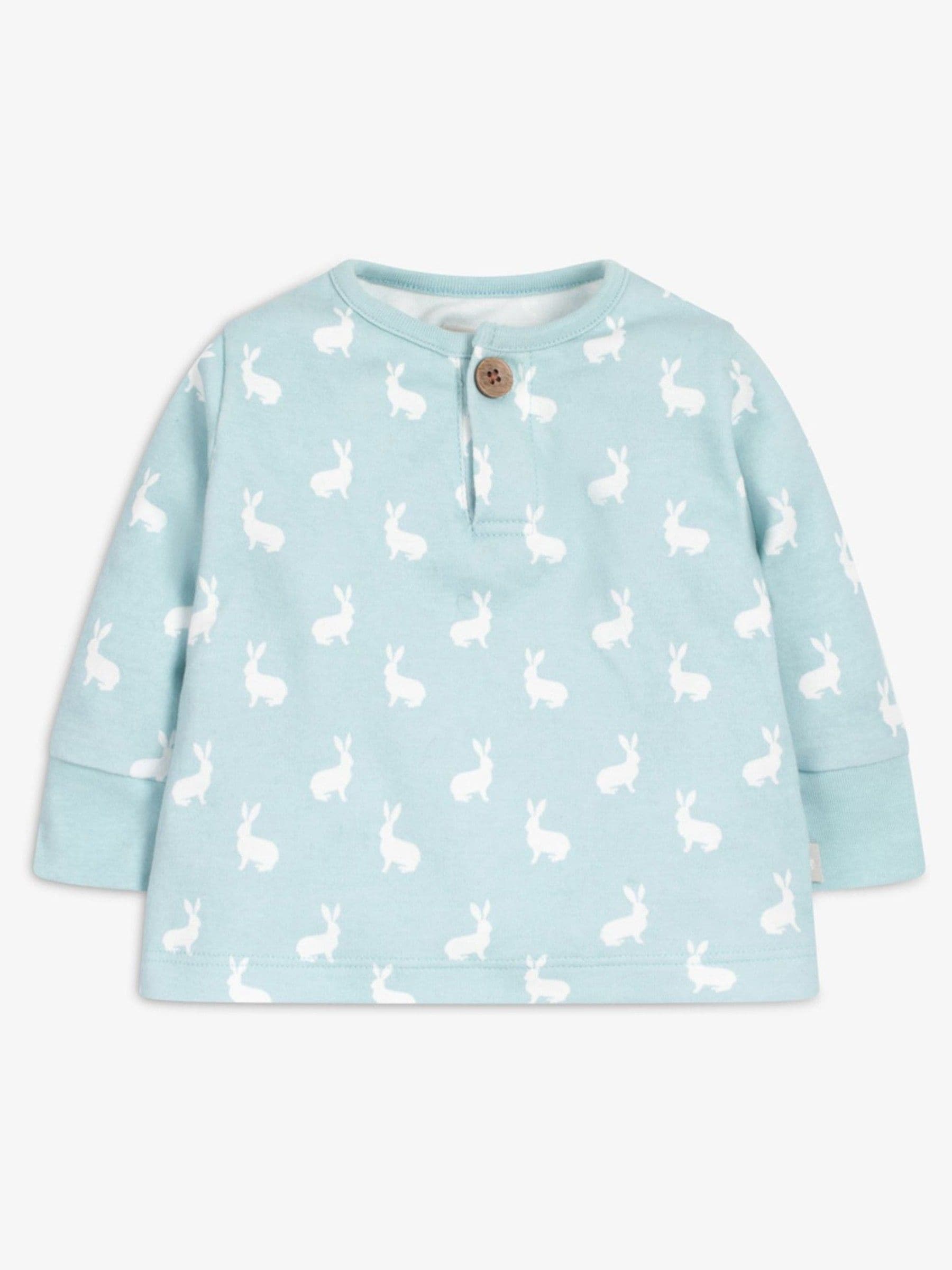 The Little Tailor Blue 2 Piece Jersey Bunny Print 100% Cotton Gift Set image 3