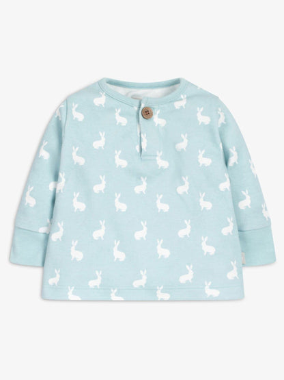 The Little Tailor Blue 2 Piece Jersey Bunny Print 100% Cotton Gift Set image 3