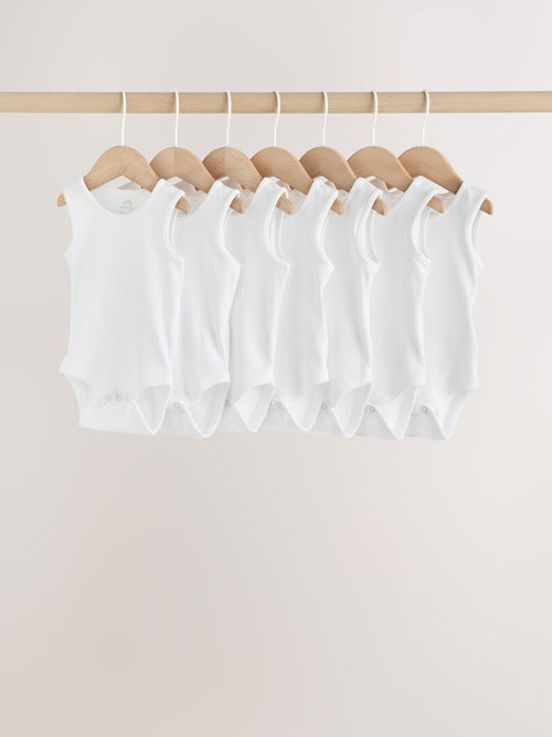 Dsiney Kidz - White 7 Pack Baby Vest Bodysuits image 1