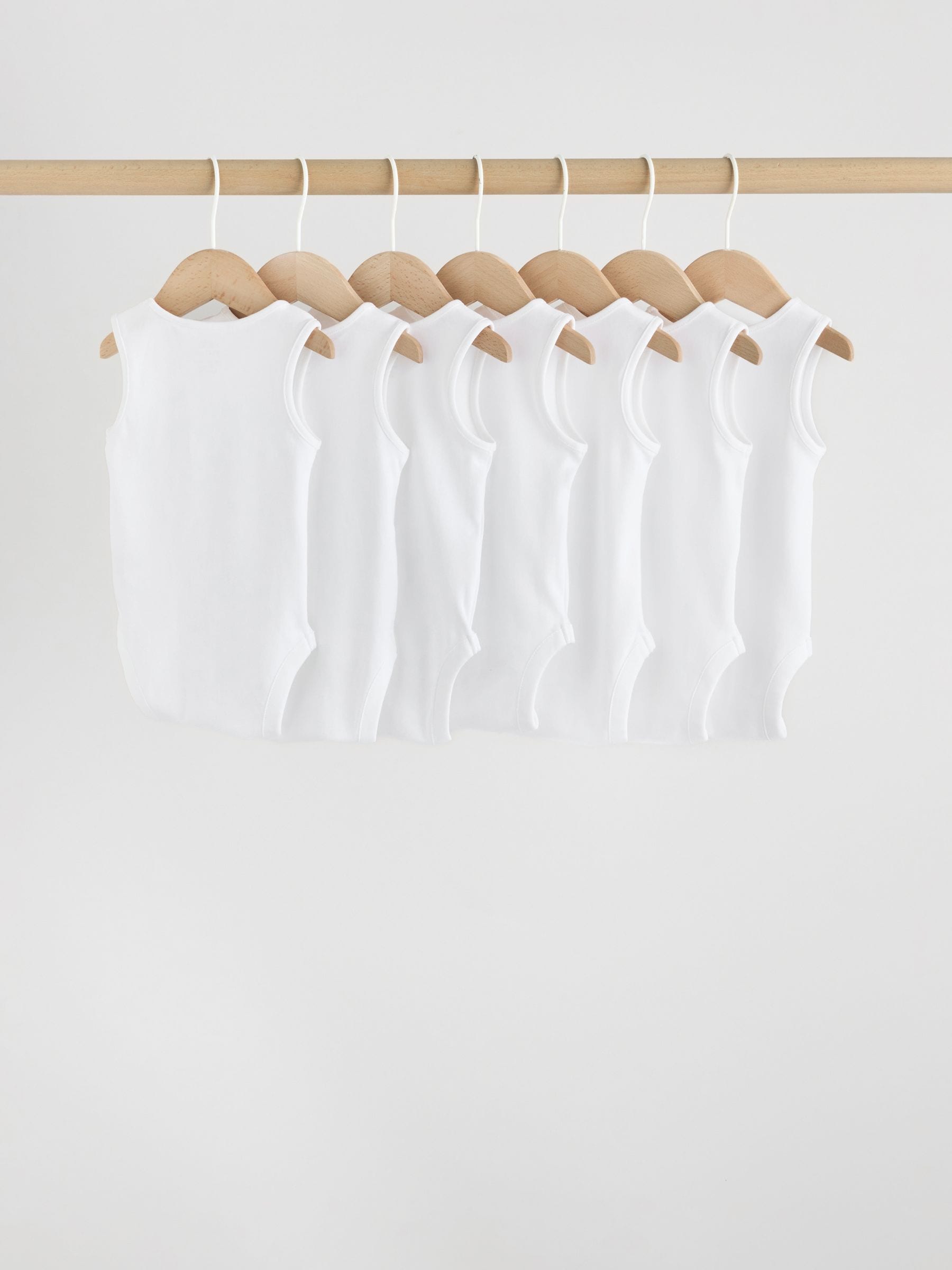 White 7 Pack Baby Vest Bodysuits image 2