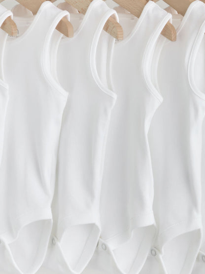 White 7 Pack Baby Vest Bodysuits image 5