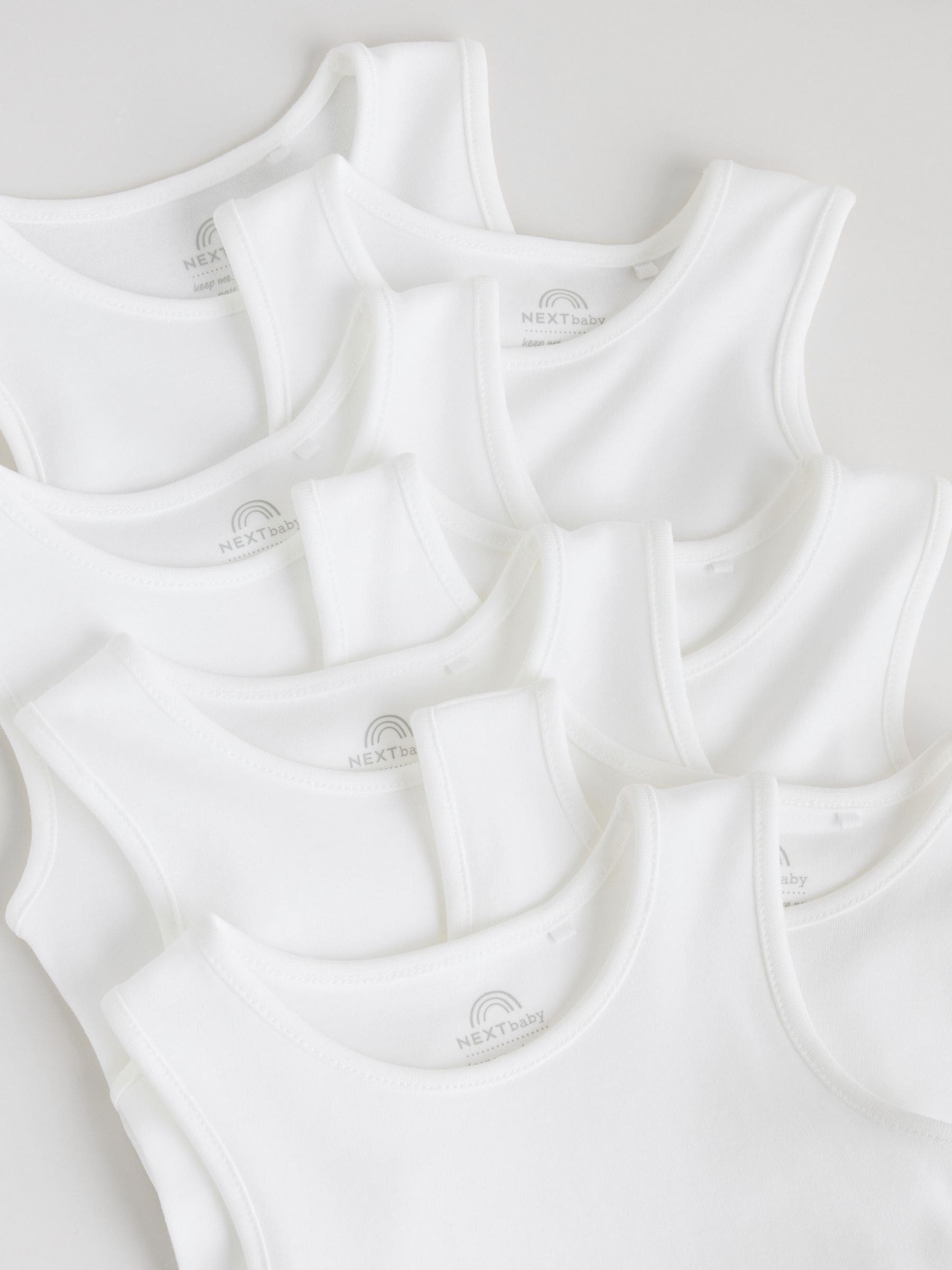 White 7 Pack Baby Vest Bodysuits image 6