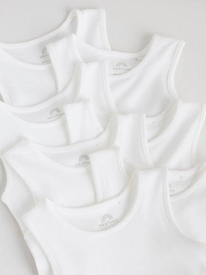 White 7 Pack Baby Vest Bodysuits image 6