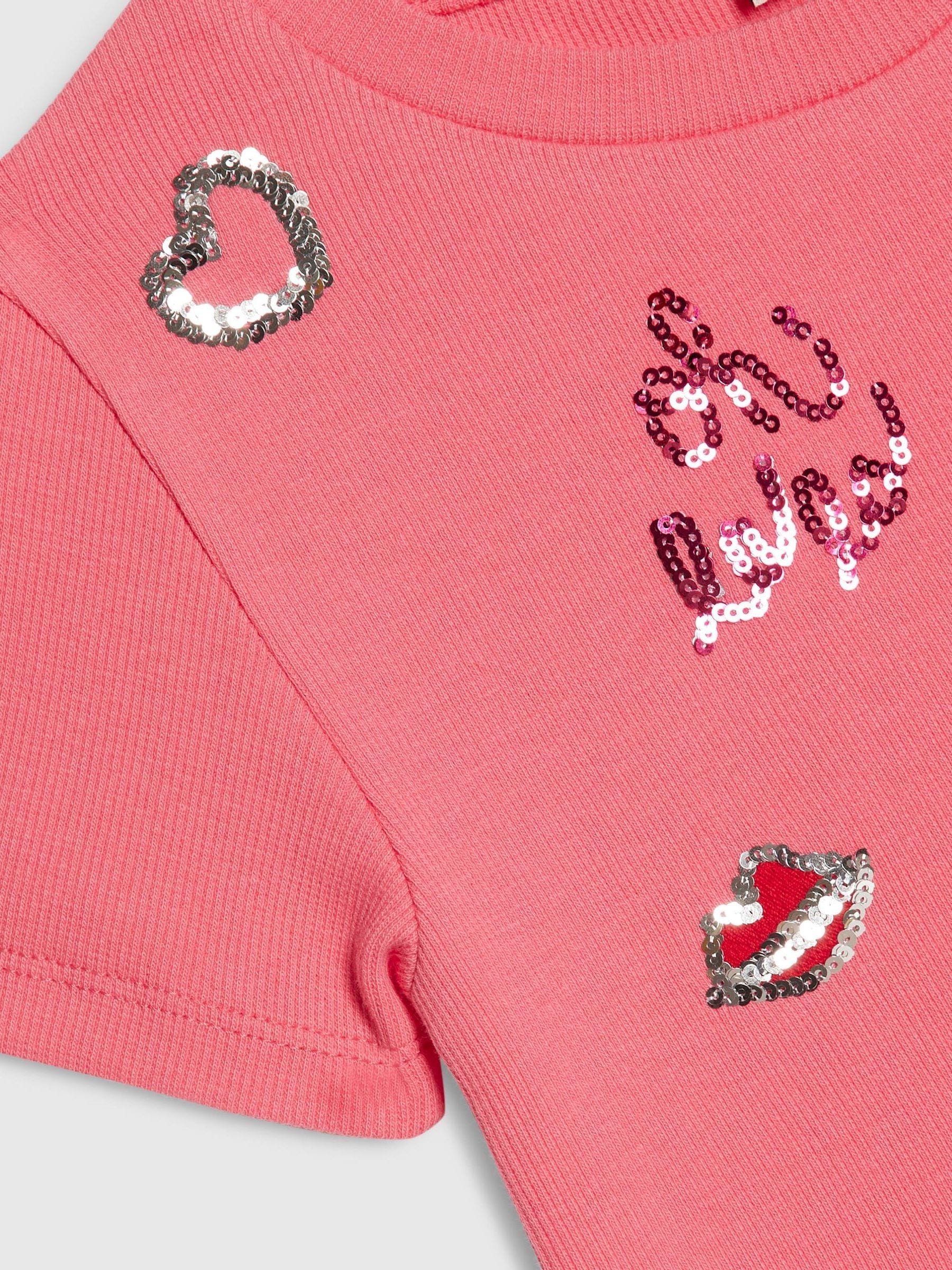 Dsiney Kidz - River Island Pink Sequin Embroidered T-Shirt image 4