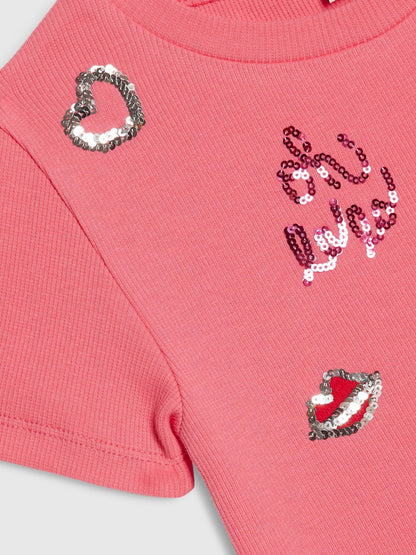 Dsiney Kidz - River Island Pink Sequin Embroidered T-Shirt image 4