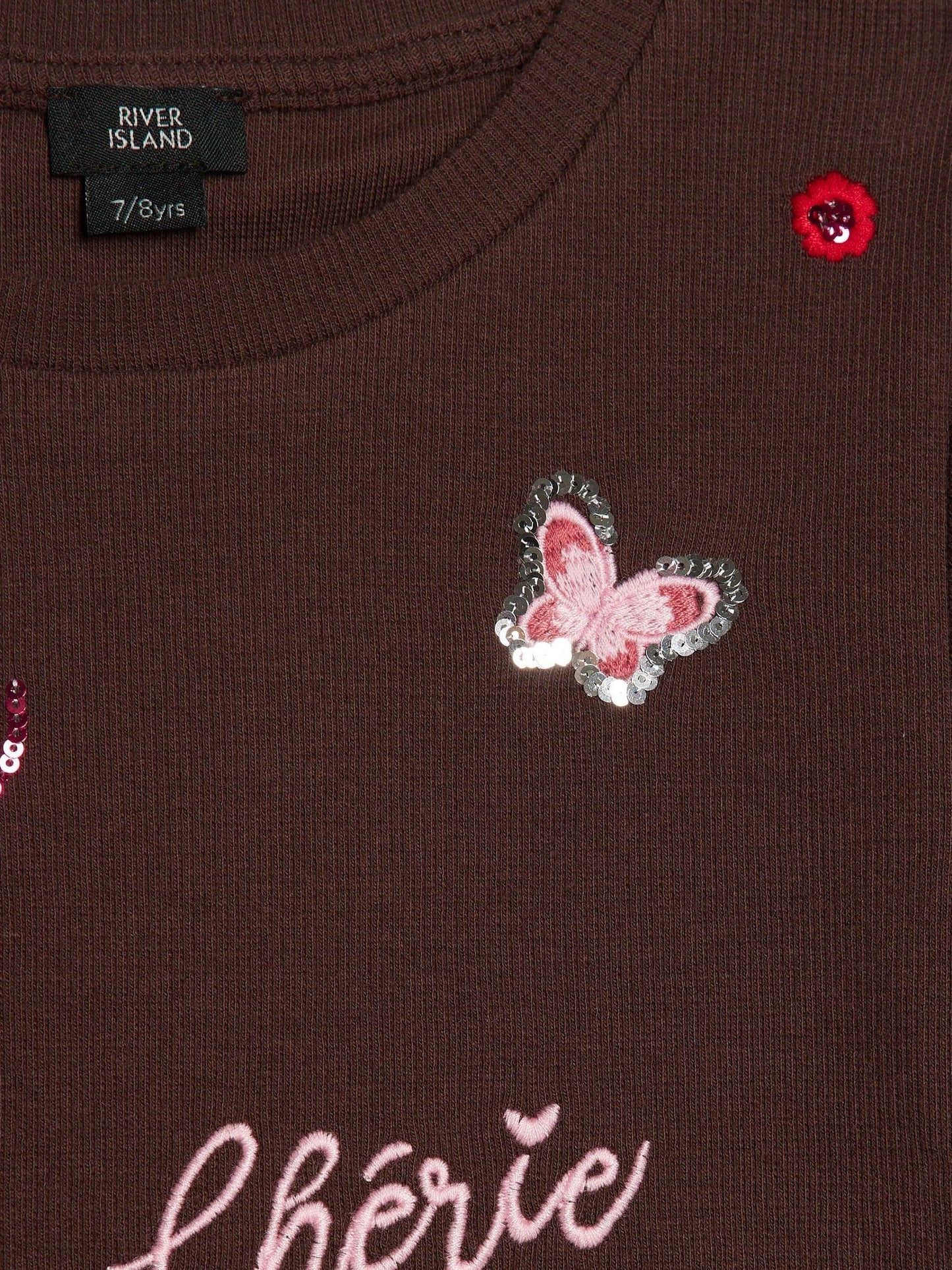 Dsiney Kidz - River Island Brown Sequin Embroidered T-Shirt image 4