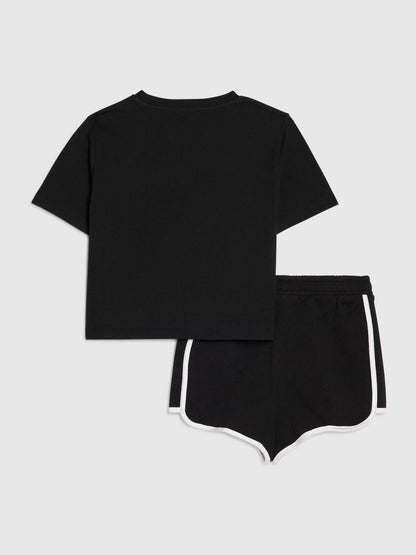 Dsiney Kidz - River Island Black Neon Graffiti Top & Short Set image 2