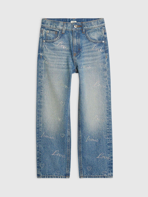 Dsiney Kidz - River Island Blue Scripty Hotfix Straight Leg Jeans image 1