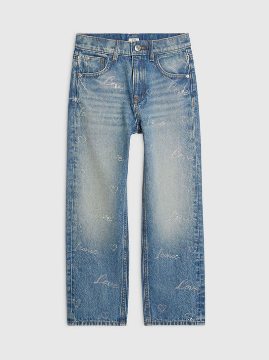 Dsiney Kidz - River Island Blue Scripty Hotfix Straight Leg Jeans image 1