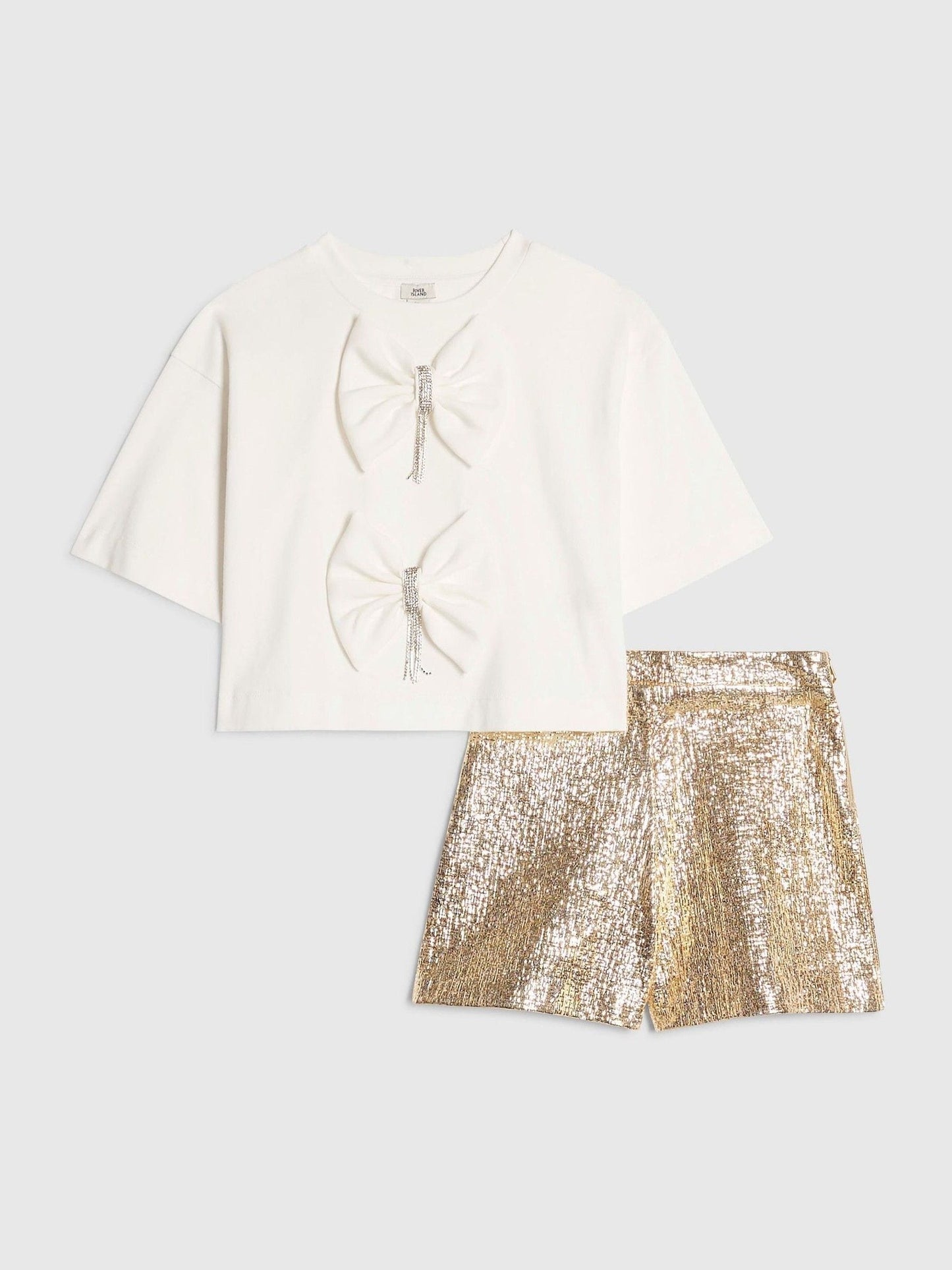 Dsiney Kidz - River Island White Bow T-Shirt & Short Set image 1