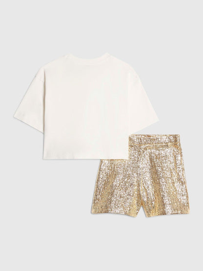 Dsiney Kidz - River Island White Bow T-Shirt & Short Set image 2
