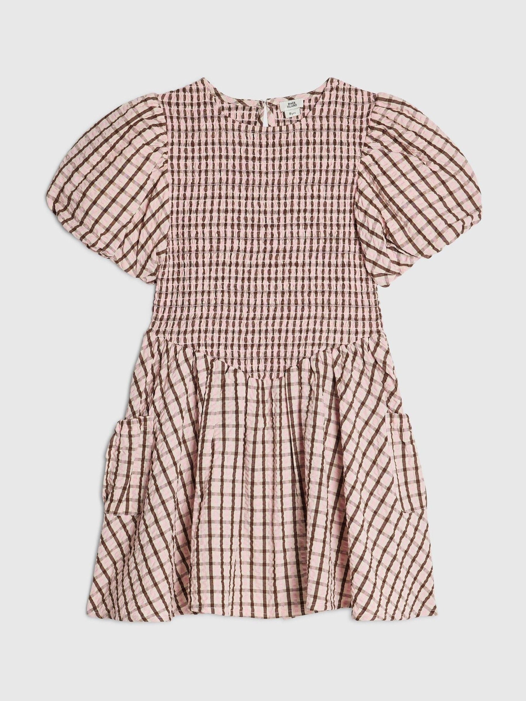 Dsiney Kidz - River Island Pink Check Puff Sleeved Dress image 1