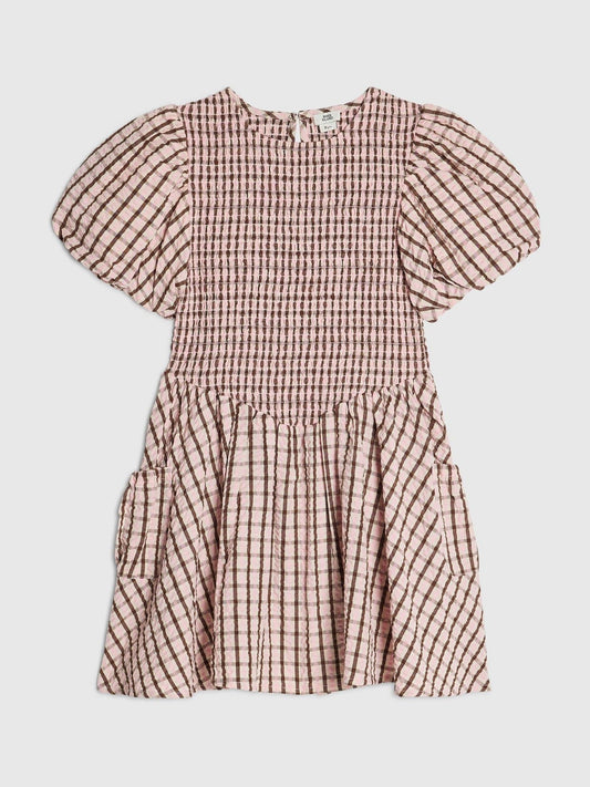 Dsiney Kidz - River Island Pink Check Puff Sleeved Dress image 1