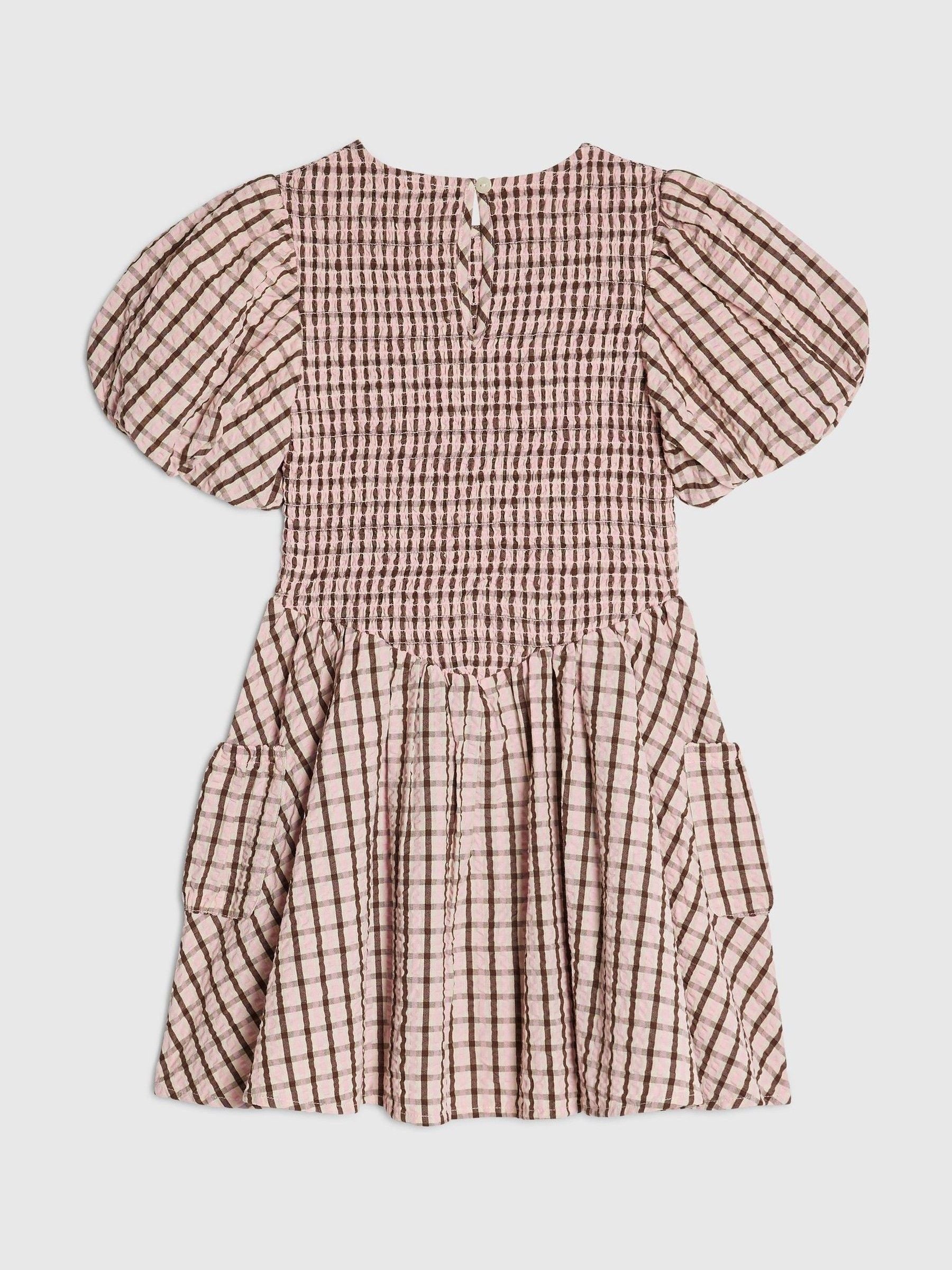 Dsiney Kidz - River Island Pink Check Puff Sleeved Dress image 2