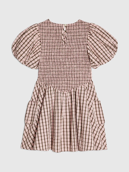 Dsiney Kidz - River Island Pink Check Puff Sleeved Dress image 2