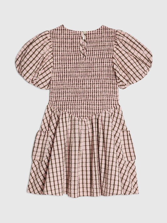 Dsiney Kidz - River Island Pink Check Puff Sleeved Dress image 2
