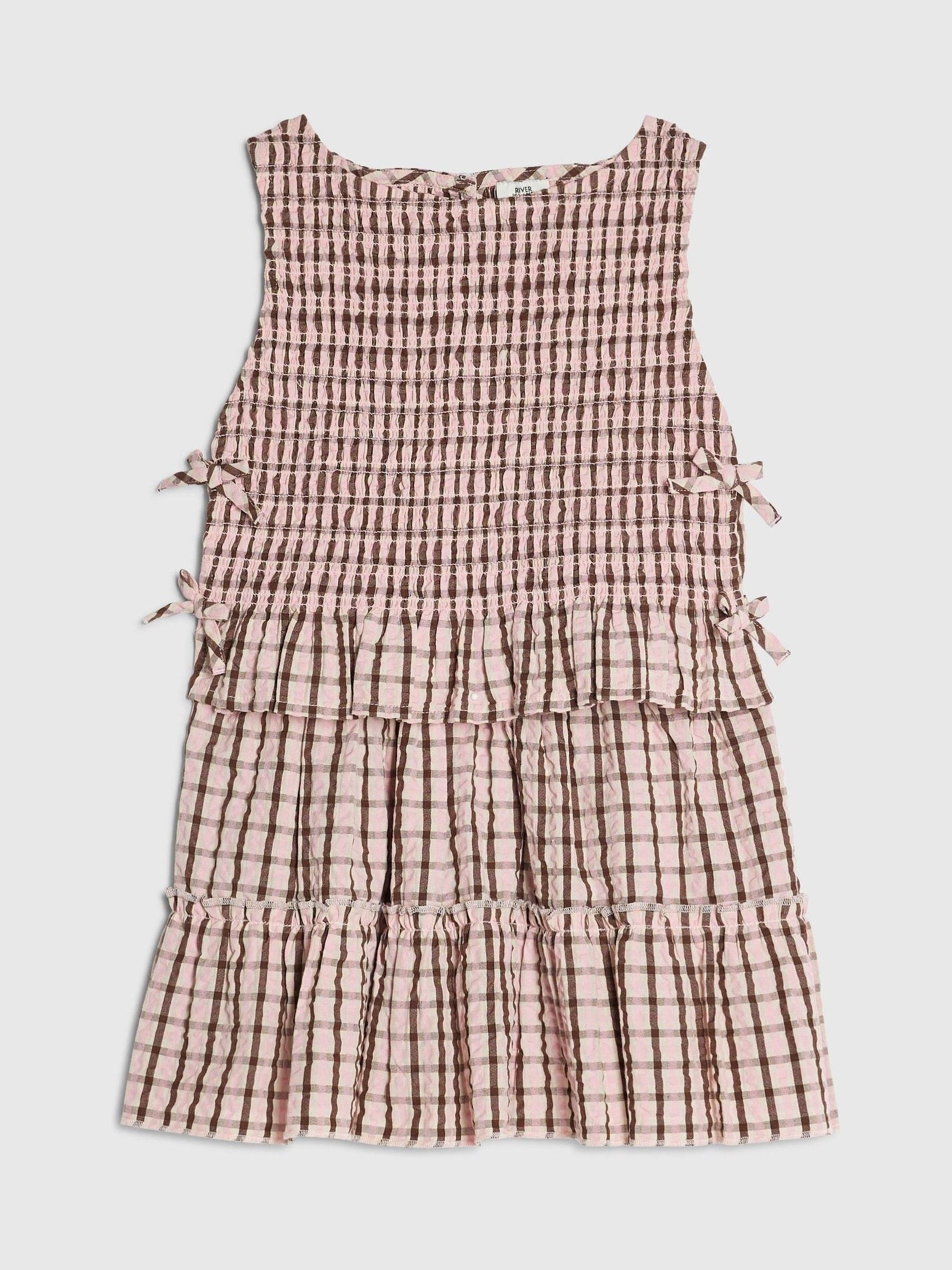 Dsiney Kidz - River Island Pink Check Rosette Top & Skirt Set image 1