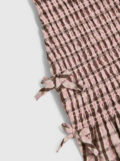 Dsiney Kidz - River Island Pink Check Rosette Top & Skirt Set image 4