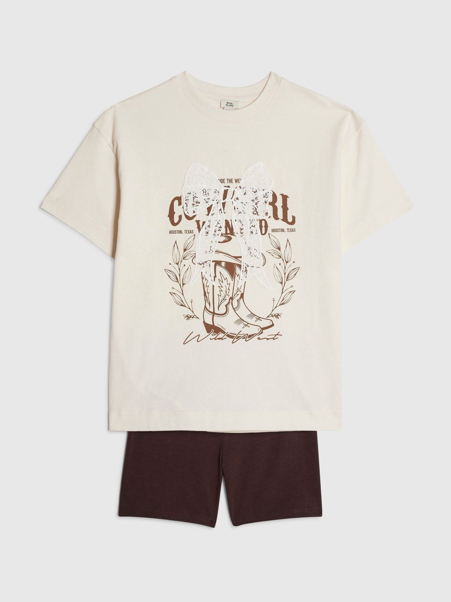 Dsiney Kidz - River Island Cream Cowgirl Top & Cycle Shorts Set image 3