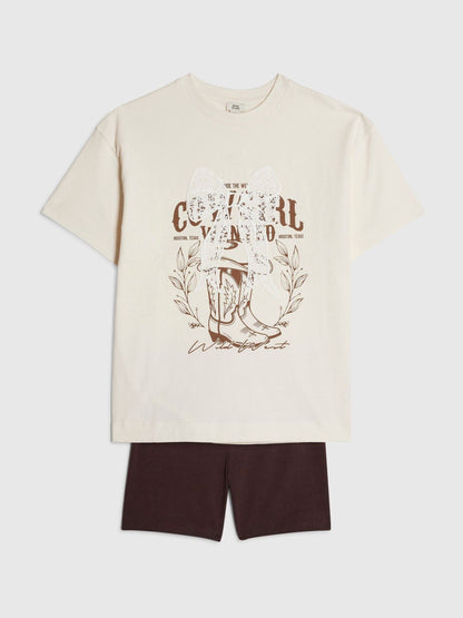 Dsiney Kidz - River Island Cream Cowgirl Top & Cycle Shorts Set image 3