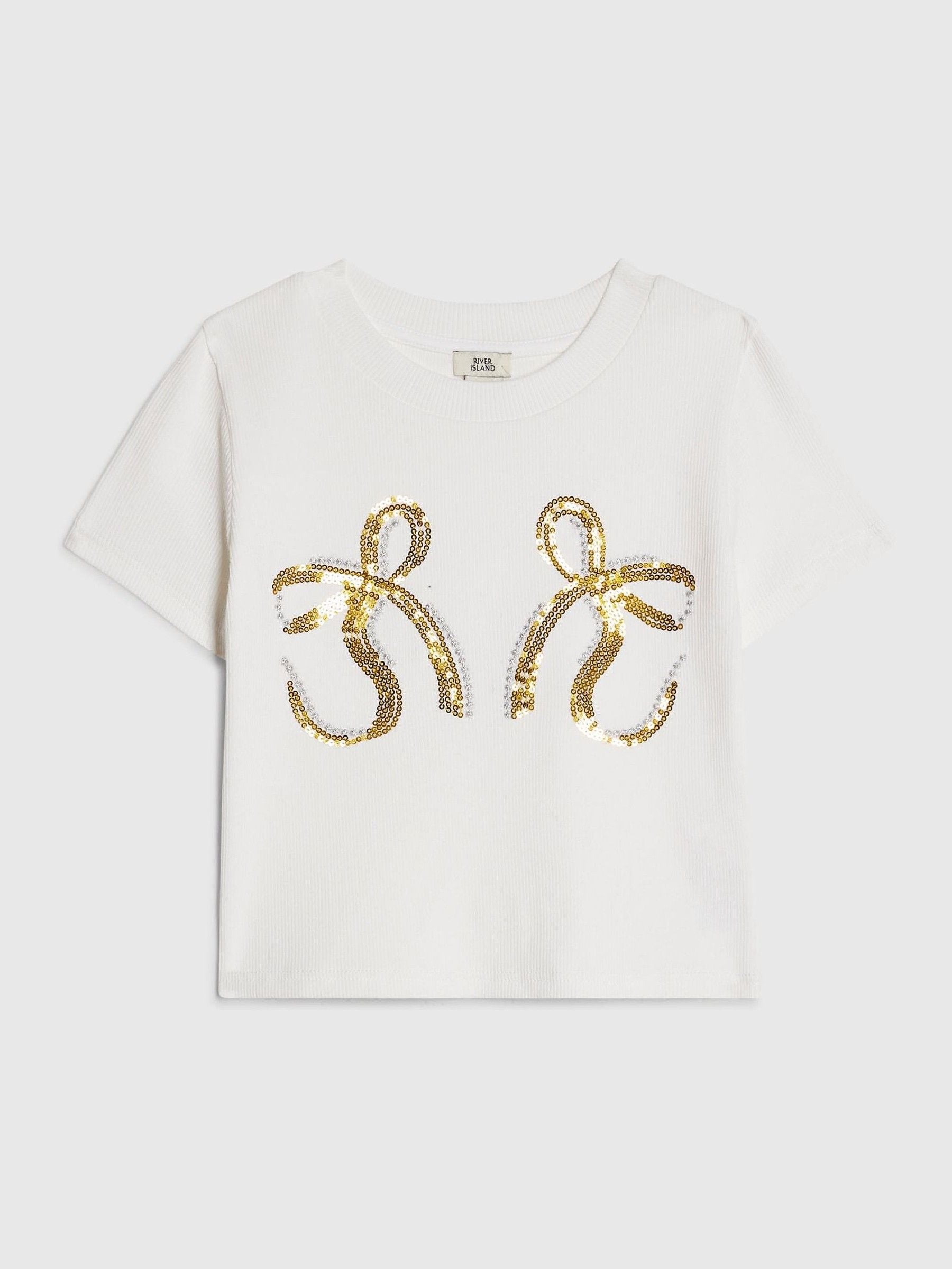 Dsiney Kidz - River Island White Sequin Bow Baby T-Shirt image 1