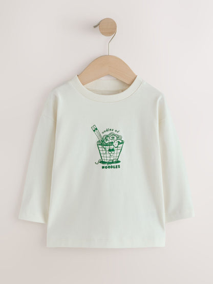 Cream Noodle Long Sleeve Back Graphic T-Shirt (3mths-10yrs) - image 1