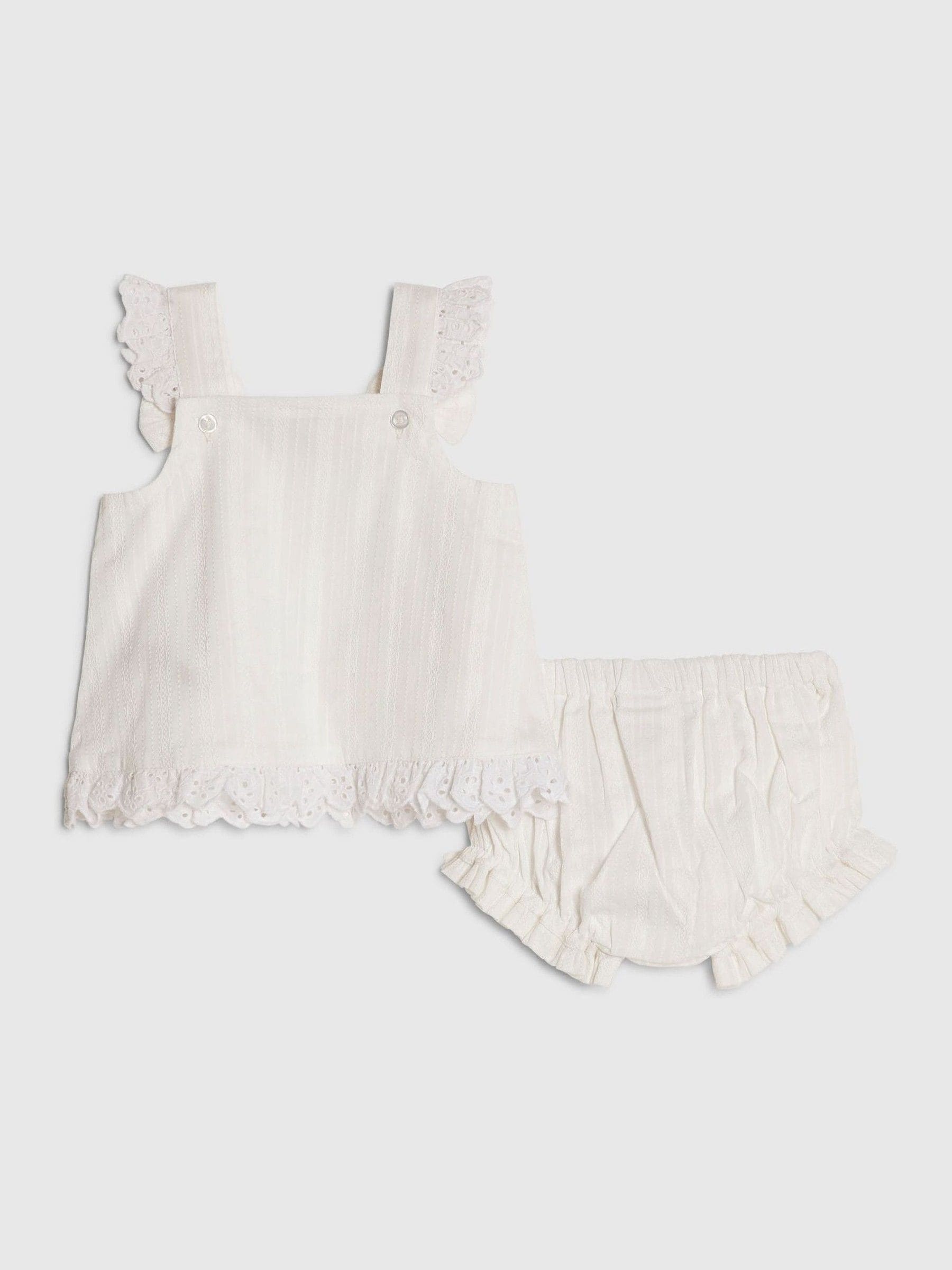 River Island White Knitted Floral Romper Set image 2