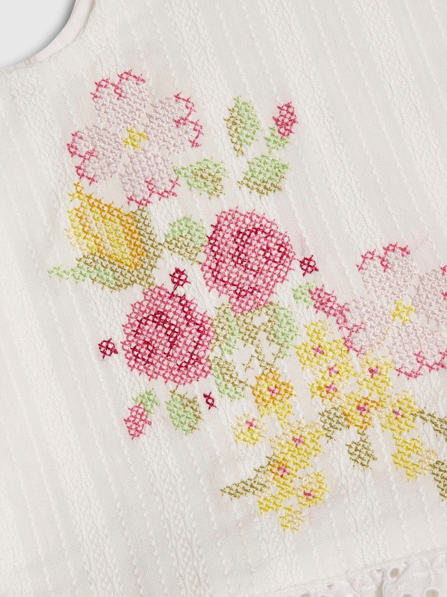 River Island White Knitted Floral Romper Set image 4