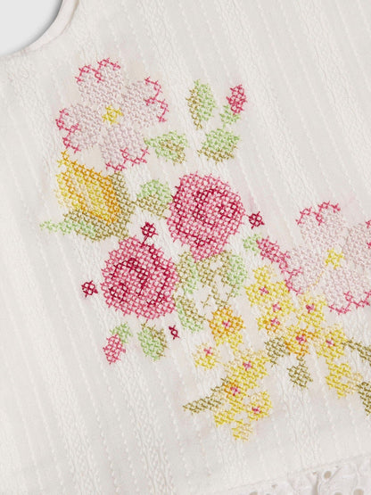 River Island White Knitted Floral Romper Set image 4
