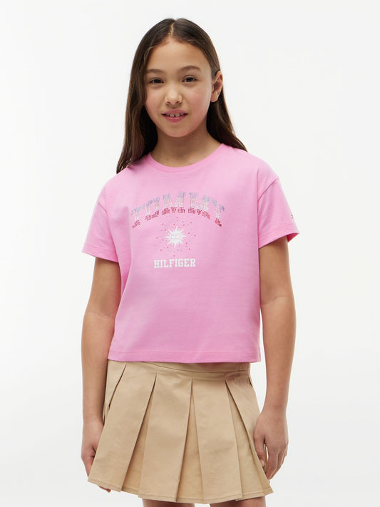 Tommy Hilfiger Pink Rhinestone Logo Relaxed T-Shirt image 1