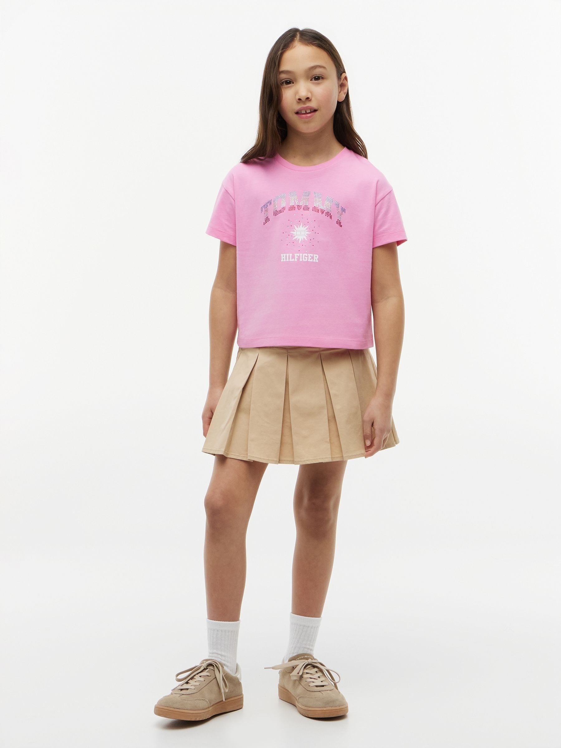 Tommy Hilfiger Pink Rhinestone Logo Relaxed T-Shirt image 3