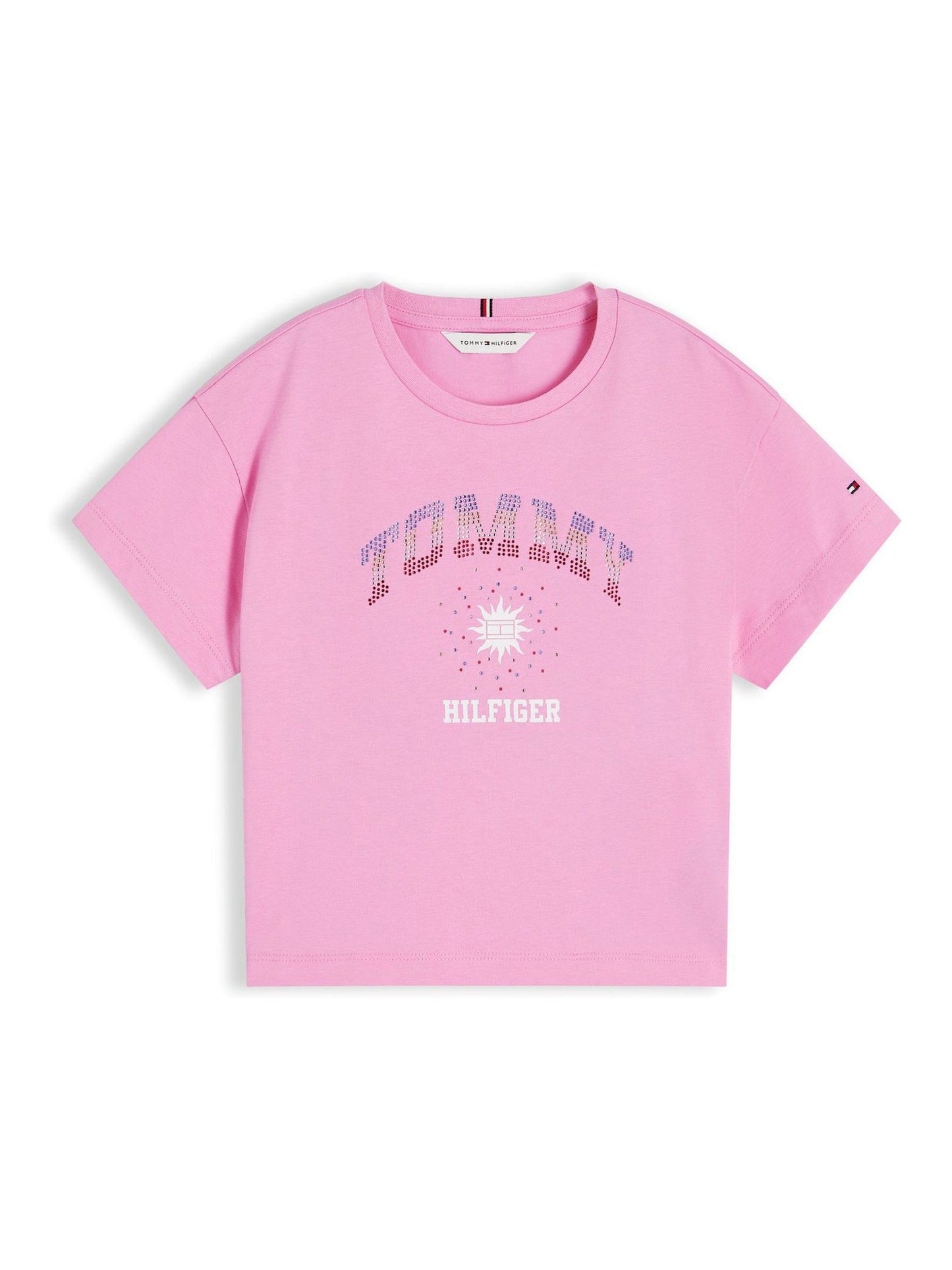 Tommy Hilfiger Pink Rhinestone Logo Relaxed T-Shirt image 5