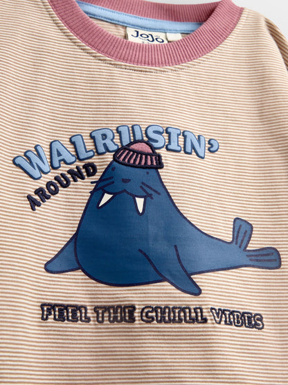 JoJo Maman Bébé Red Stripe Walrus Printed Top - image 3